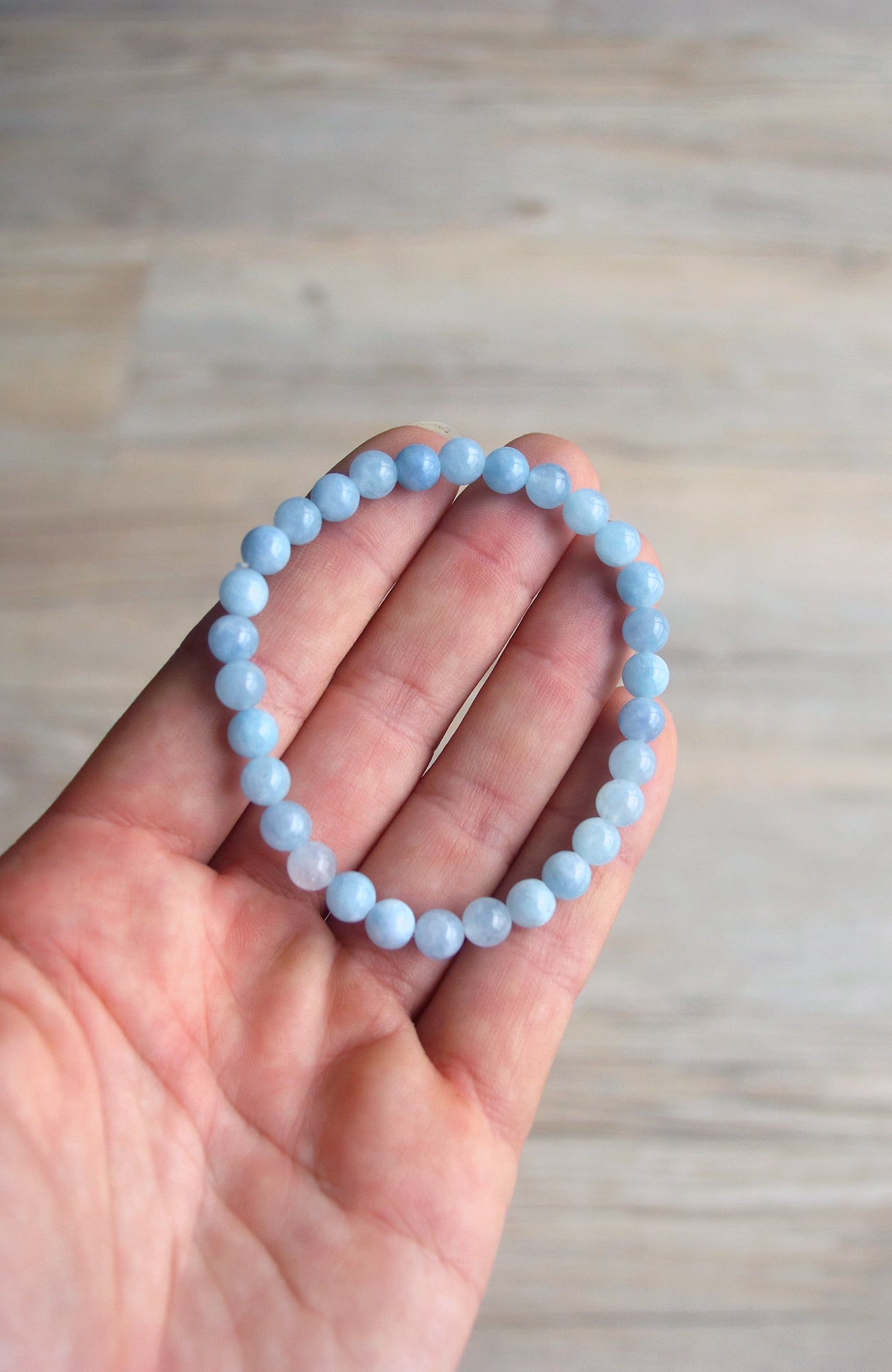Aquamarine 6mm Bead Bracelet AA